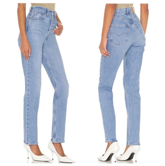 Levi's Premium 70s High Slim Straight Light Wash Blue Jeans Size 30 - Picture 1 of 10